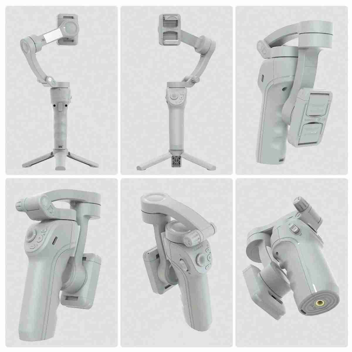 Estabilizador de Gimbal Almalux® M01 de 3 ejes con luz de relleno -  estabilizador de mano anti vibraciones para smartphone con trípode plegable -  toma de fotos desde el teléfono móvil