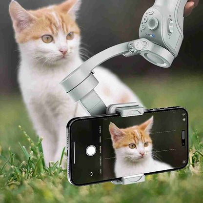 Estabilizador de Gimbal Almalux® M01 de 3 ejes con luz de relleno -  estabilizador de mano anti vibraciones para smartphone con trípode plegable -  toma de fotos desde el teléfono móvil
