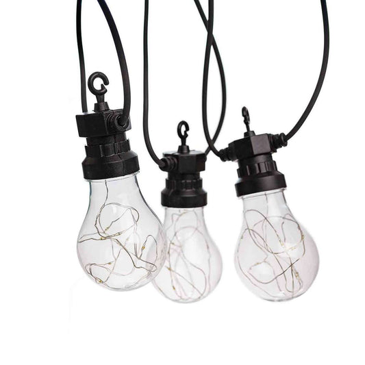 Guirnalda Solar Almalux® de luces led Vintage Decorativas de exterior de 5 metros y 3 metros hasta panel solar, Con mando a distancia