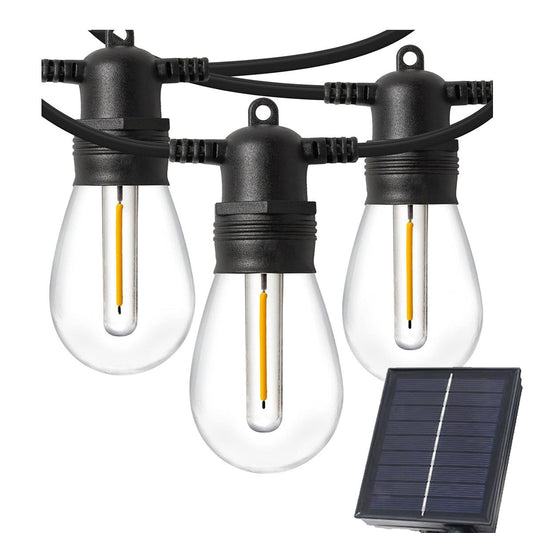 Guirnalda Solar Almalux® de luces led Vintage Decorativas de exterior/interior de 5 metros y conexión a panel solar (Total: 6,5 metros)