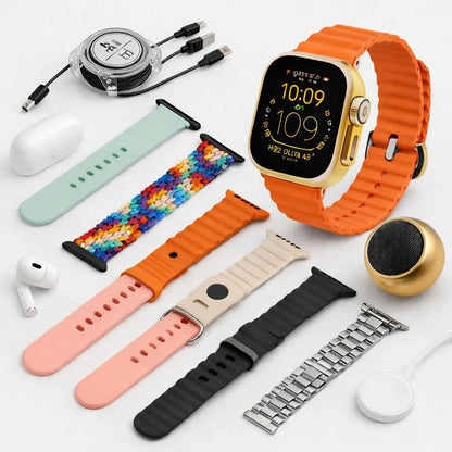 Pack Almalux® SmartWatch H92 Ultra3 – Pantalla Infinite Display 2.3”, 7 Correas, Auriculares Bluetooth, Altavoz y Cargadores Incluidos