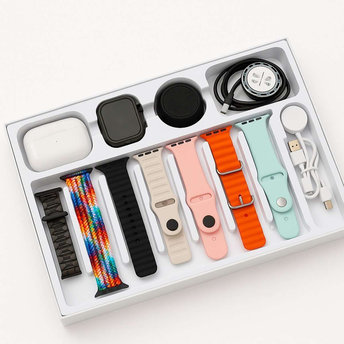 Pack Almalux® SmartWatch H92 Ultra3 – Pantalla Infinite Display 2.3”, 7 Correas, Auriculares Bluetooth, Altavoz y Cargadores Incluidos