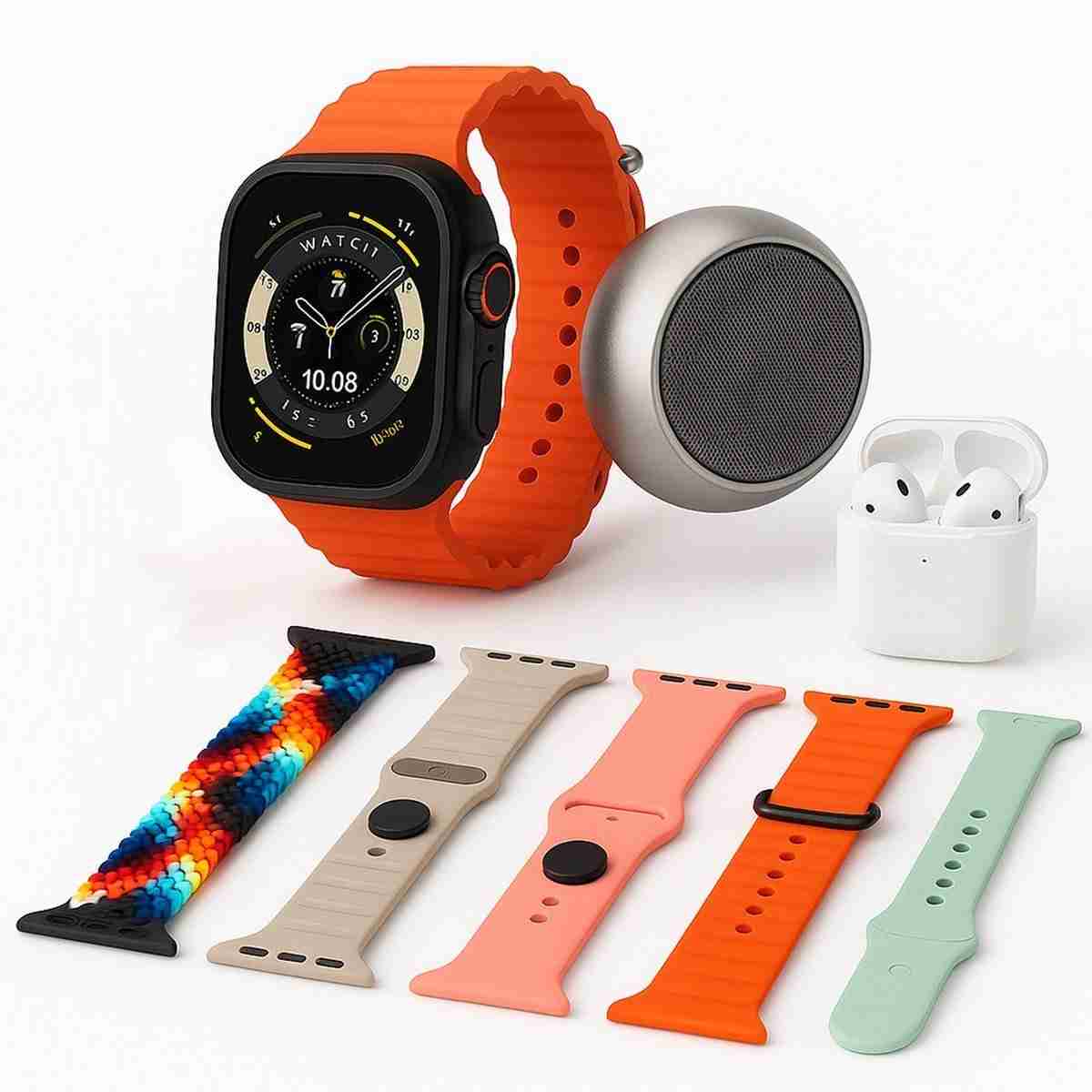Pack Almalux® SmartWatch H92 Ultra3 – Pantalla Infinite Display 2.3”, 7 Correas, Auriculares Bluetooth, Altavoz y Cargadores Incluidos