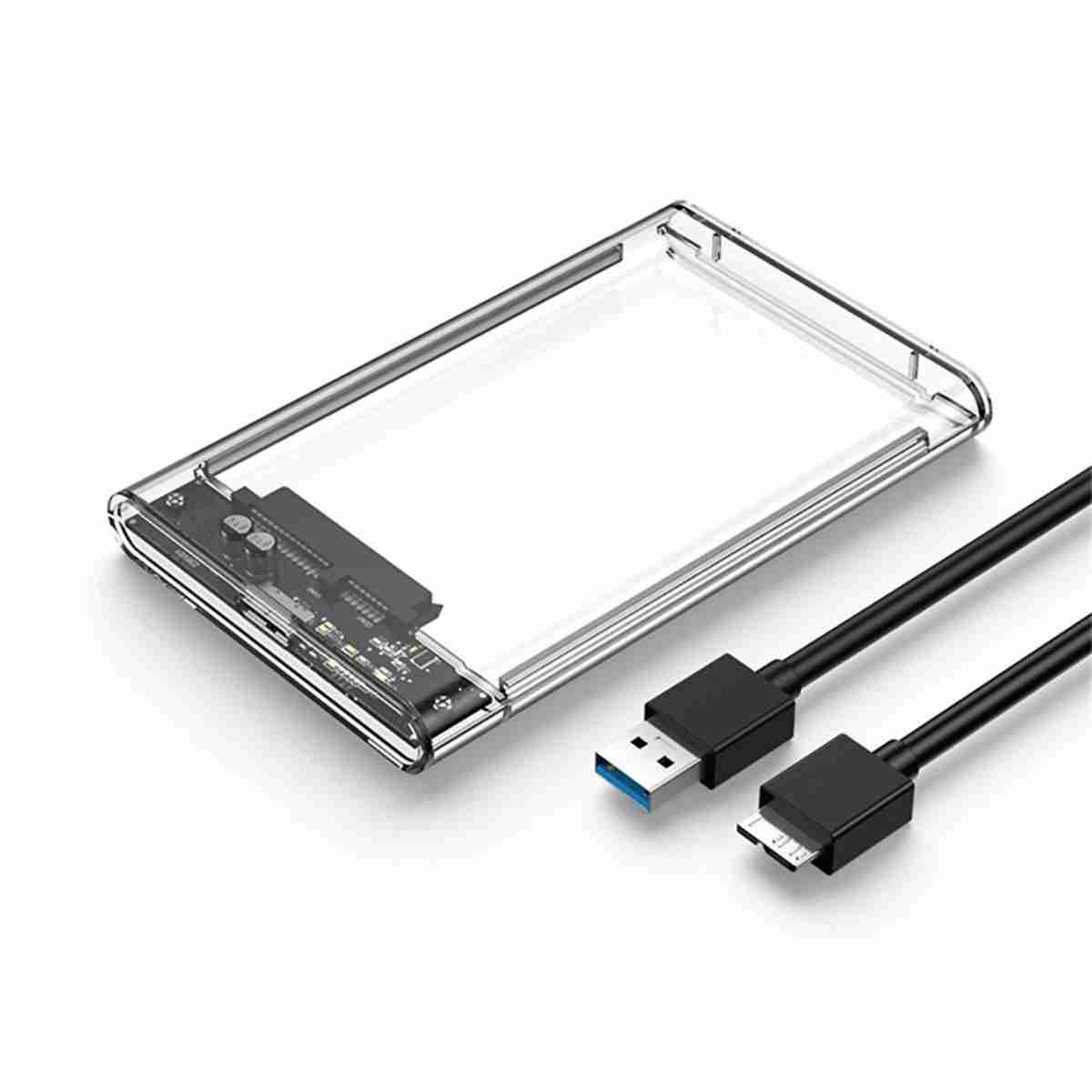 Caja de disco duro transparente Almalux® -  USB 3.0 a SATA -  HDD SSD de 2.5 pulgadas