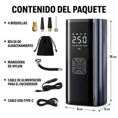 Compresor de Aire Portátil Inalámbrico Almalux® 6000 mAh 10,3 Bar con Pantalla Digital y Luz LED