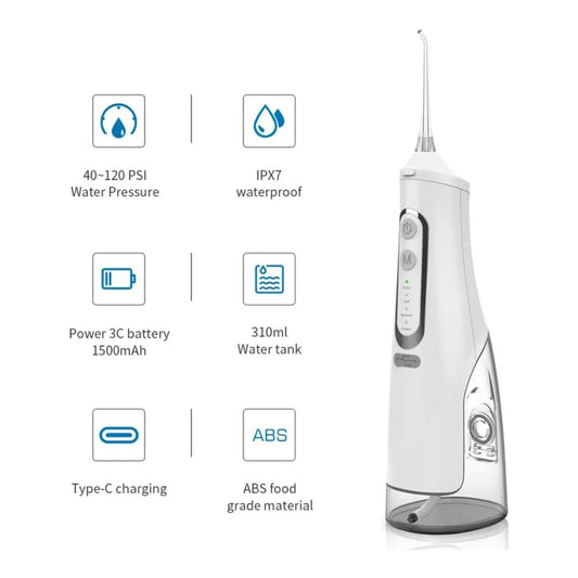 Irrigador Dental Almalux® Water Flosser – Limpieza Profunda, Tanque de 300ML, Inalámbrico y Resistente al Agua IPX7