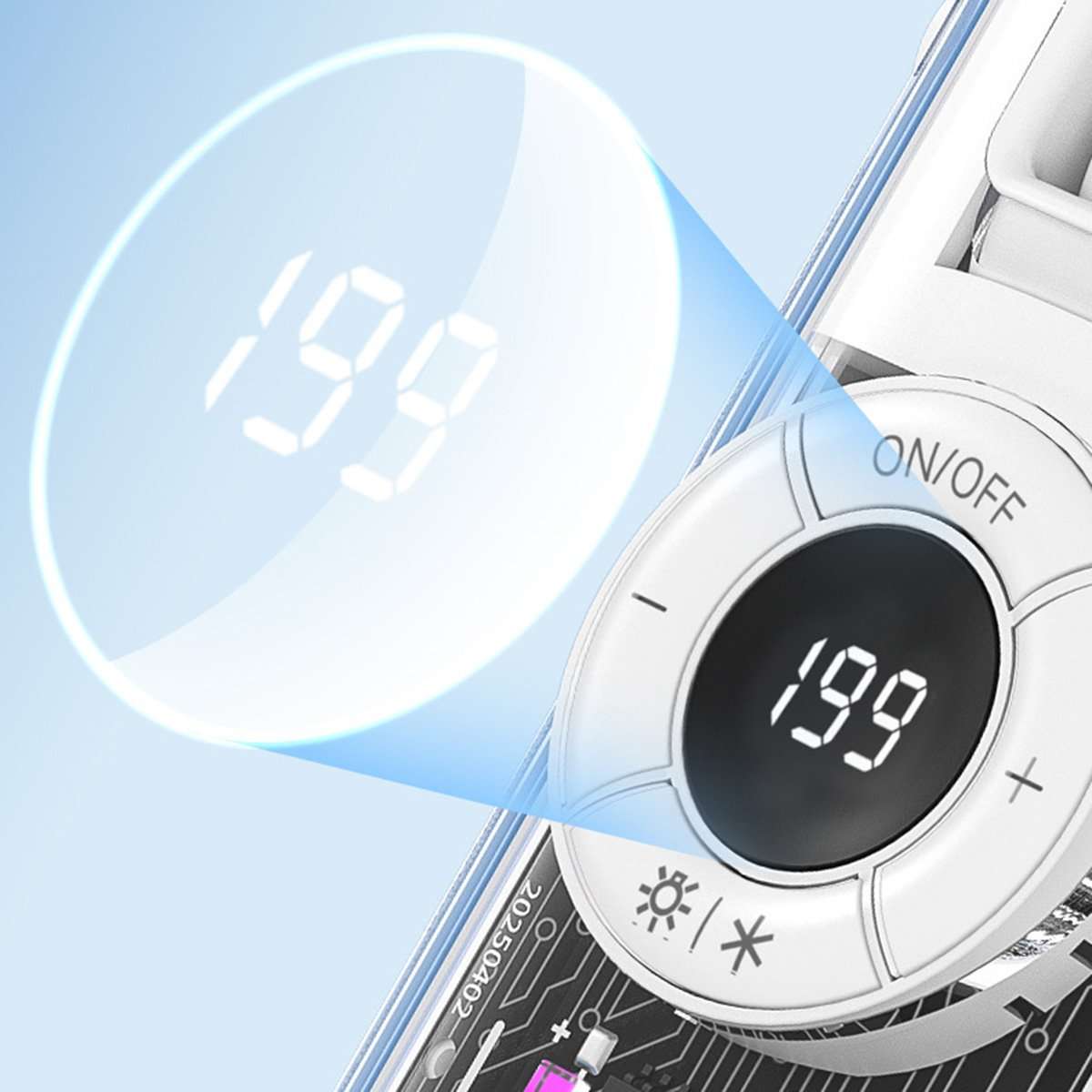 Ventilador de Mano Almalux® Mini JF158 Alta Potencia – 5 Modos de Viento, Modo Enfriamiento, Cabezal Ajustable, Linterna LED y Batería de 4000 mAh