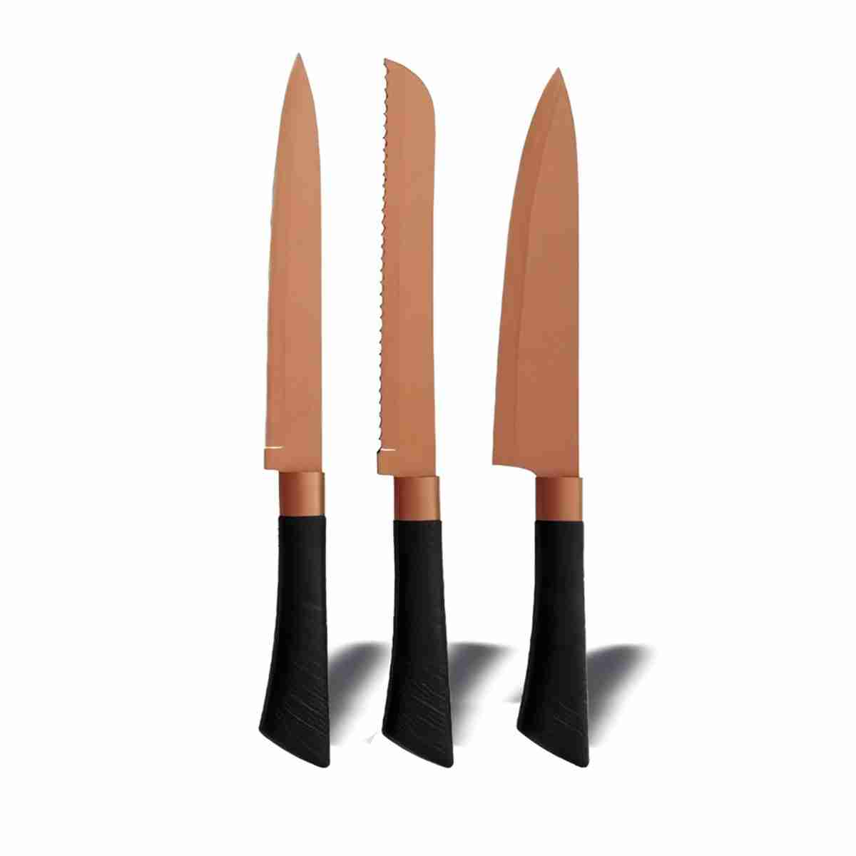 Conjunto de 8 cuchillos de cocina Almalux® -  hojas de acero inoxidable en color cobre.