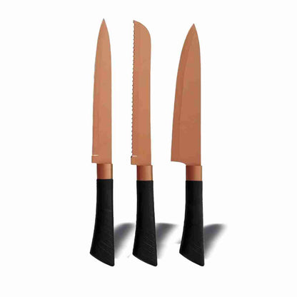 Conjunto de 8 cuchillos de cocina Almalux® -  hojas de acero inoxidable en color cobre.