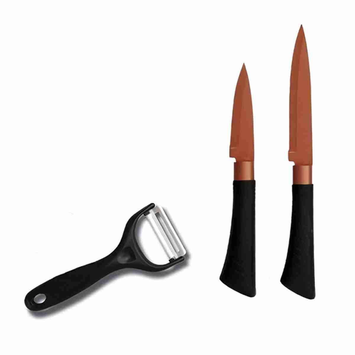 Conjunto de 8 cuchillos de cocina Almalux® -  hojas de acero inoxidable en color cobre.