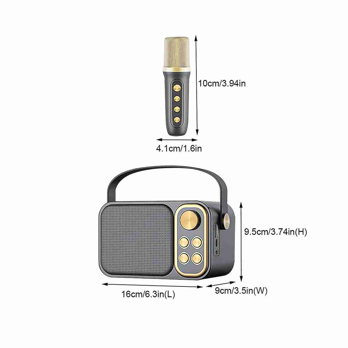 Altavoz Subwoofer Karaoke Retro Almalux® con micrófono -  con Bluetooth -  10W