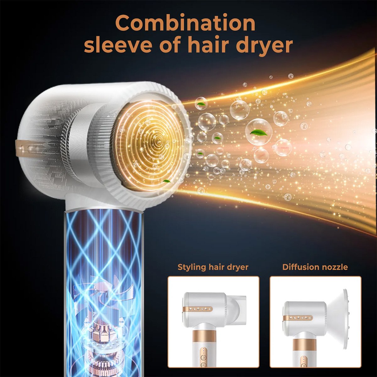 Secador de pelo Profesional de Alta Velocidad Almalux Hot Air Styler 7 En 1, 110000 rpm, Cepillo Secador, Difusor, Alisador, Moldeador