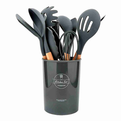 Set de Utensilios Almalux® de cocina de silicona y Madera para el hogar -  restaurante -  cocina