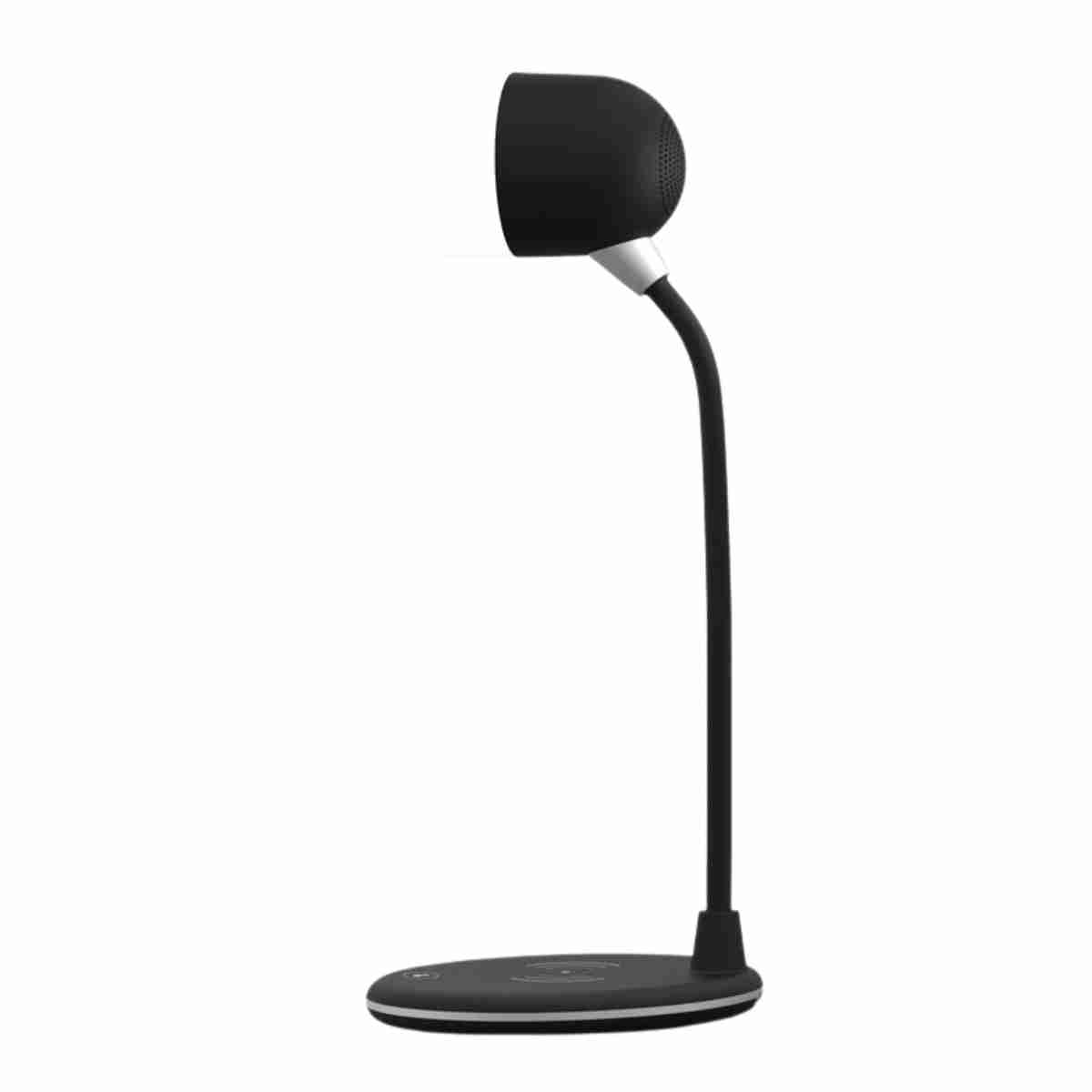 Lámpara de mesa Almalux Multifunción - Cargador QI y Altavoz - Permite Ajuste de Intensidad de Luz