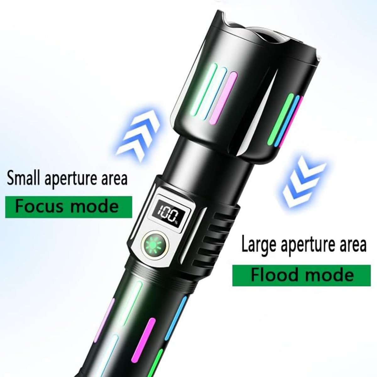 Linterna PowerBank Almalux® Recargable – Súper Brillante, Táctica, Impermeable, con Pantalla LCD y 5 Modos de Iluminación