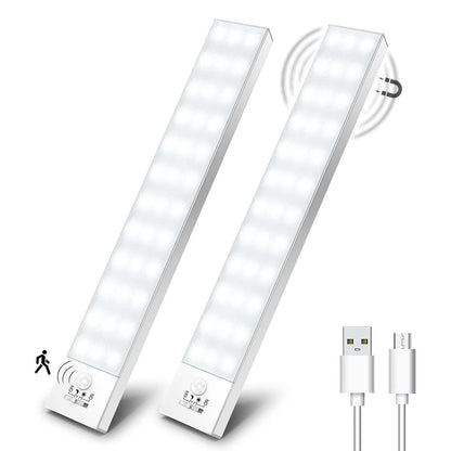 Pack 2 Luces LED para Armario Almalux® con Sensor de Movimiento, 36 LED, 6000K, Magnéticas, USB Recargables 1000mAh, 4 Modos