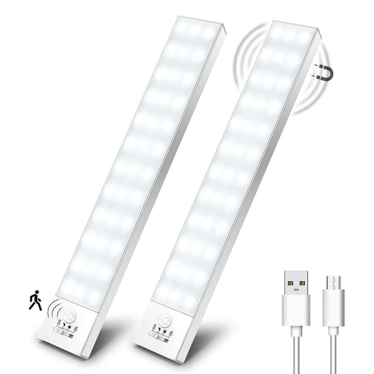 Pack 2 Luces LED para Armario Almalux® con Sensor de Movimiento, 36 LED, 6000K, Magnéticas, USB Recargables 1000mAh, 4 Modos