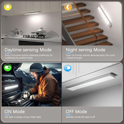 Pack 2 Luces LED para Armario Almalux® con Sensor de Movimiento, 36 LED, 6000K, Magnéticas, USB Recargables 1000mAh, 4 Modos