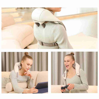 Masajeador de cuello Almalux® NeckMass -  Shiatsu para espalda -  hombros y cuello con calor -  masaje profundo en casa para relajación muscular