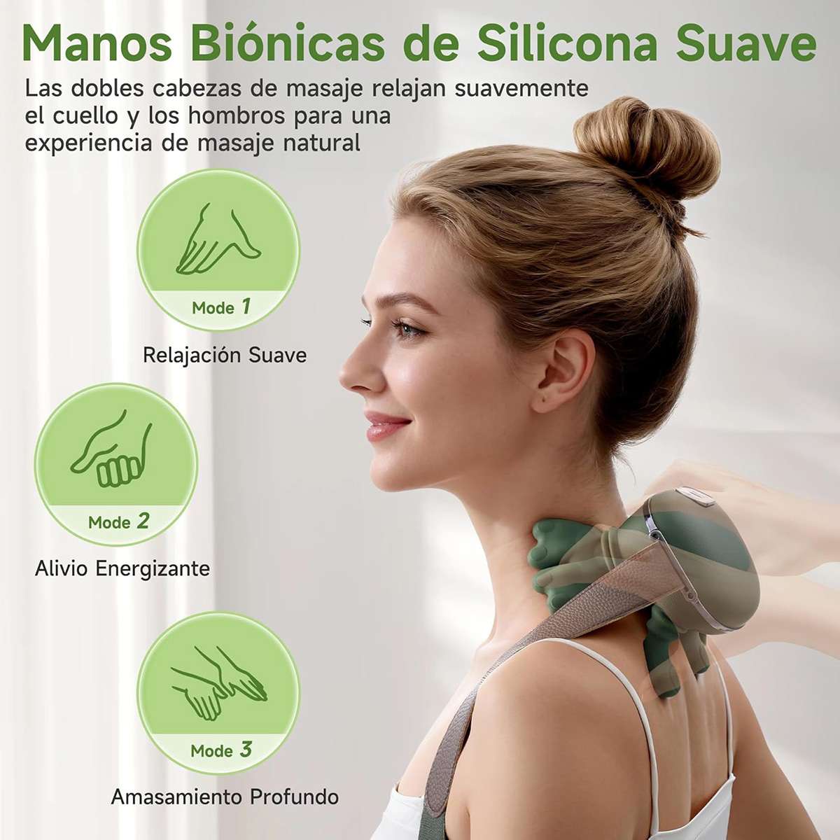 Masajeador Cervical y Espalda 4D Almalux® Mano Biónica con Calor, 3 Intensidades y 2 Niveles de Calor