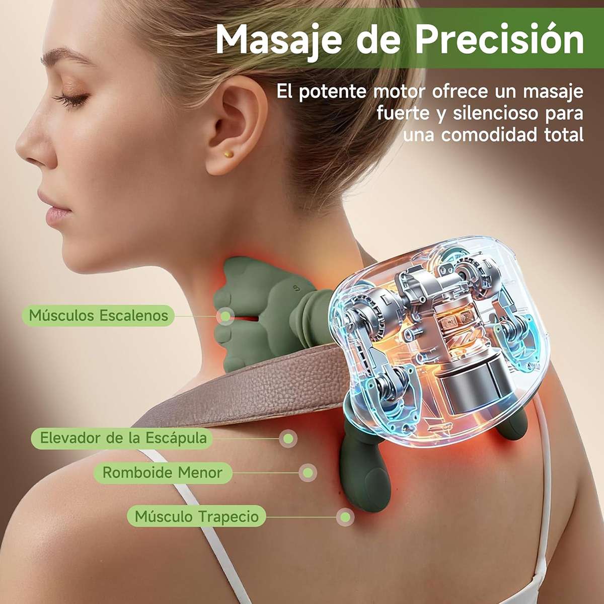 Masajeador Cervical y Espalda 4D Almalux® Mano Biónica con Calor, 3 Intensidades y 2 Niveles de Calor