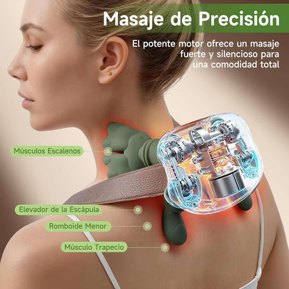 Masajeador Cervical y Espalda 4D Almalux® Mano Biónica con Calor, 3 Intensidades y 2 Niveles de Calor