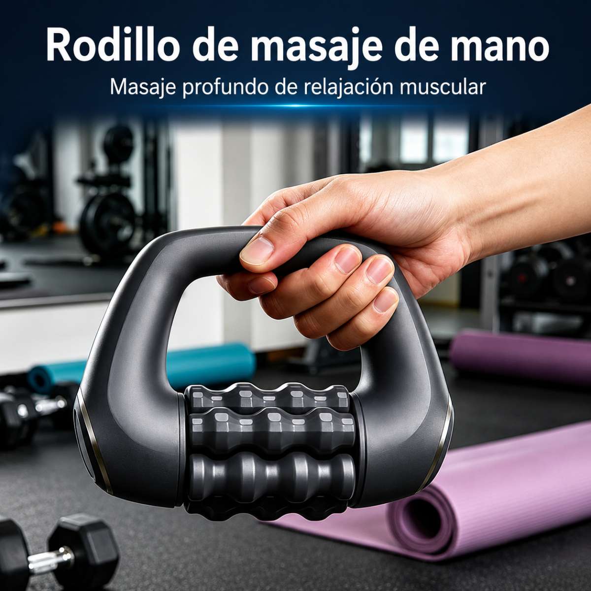 Masajeador Eléctrico Almalux® de Rodillo Muscular Profesional - Rodillo de Masaje de Mano con 3 Velocidades, Motor Sin Escobillas y Diseño Ergonómico para Alivio Muscular, Recuperación Deportiva y Tensión Lumbar