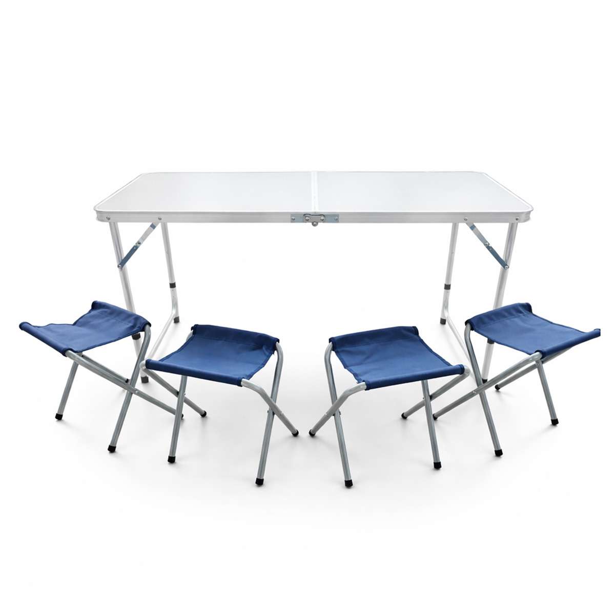 Mesa plegable Almalux® para Camping / Playa con 4 sillas y regulable en altura