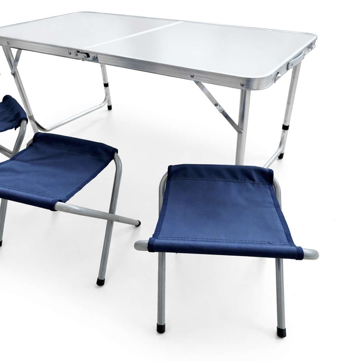 Mesa plegable Almalux® para Camping / Playa con 4 sillas y regulable en altura