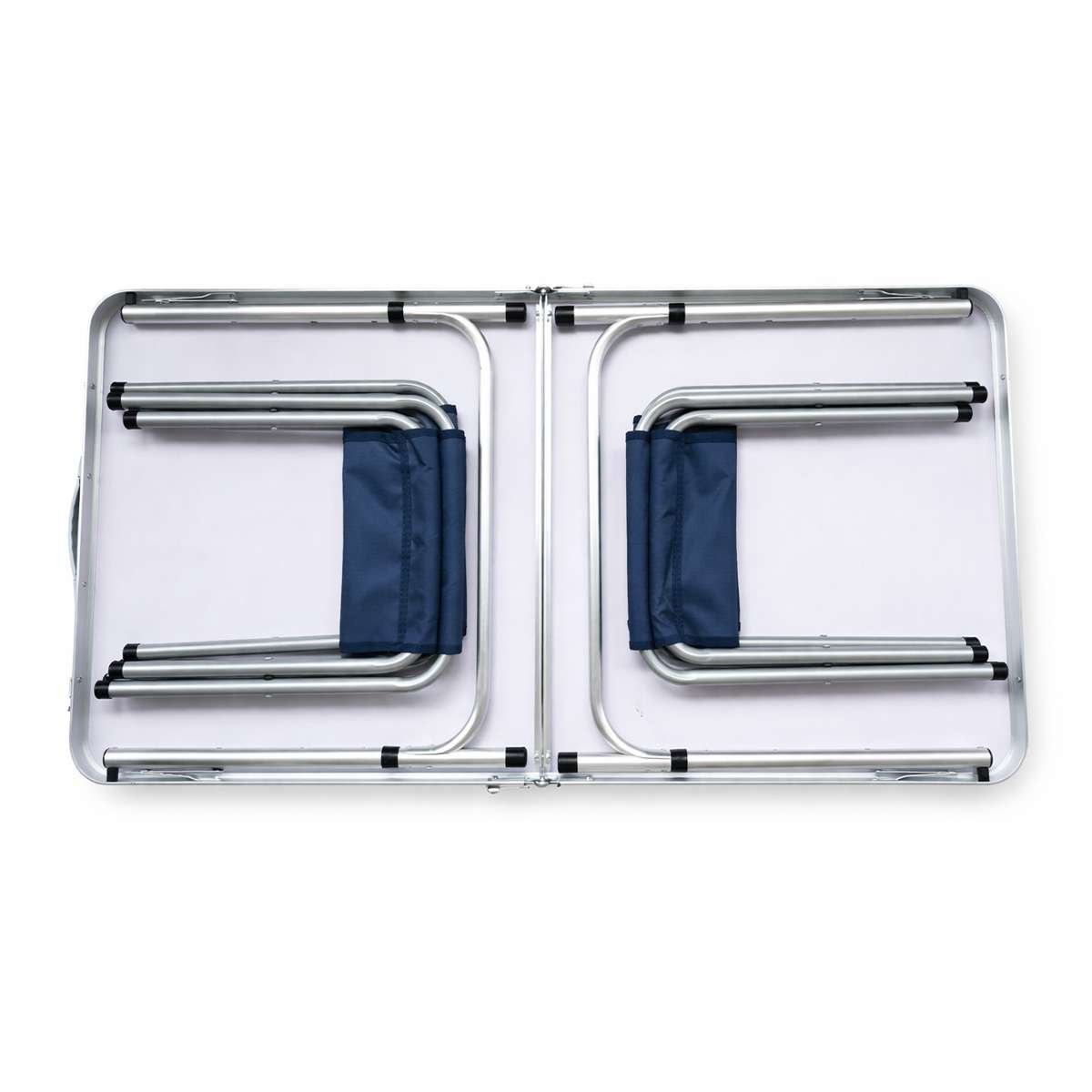 Mesa plegable Almalux® para Camping / Playa con 4 sillas y regulable en altura