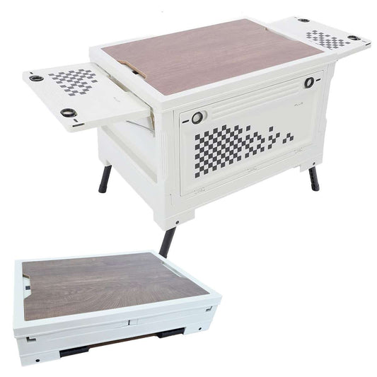 Mesa / Caja de Almacenaje Plegable Multifuncional Almalux® de 56L con Apertura en 4 Direcciones, para camping, hogar, coche, caravana y organización diaria