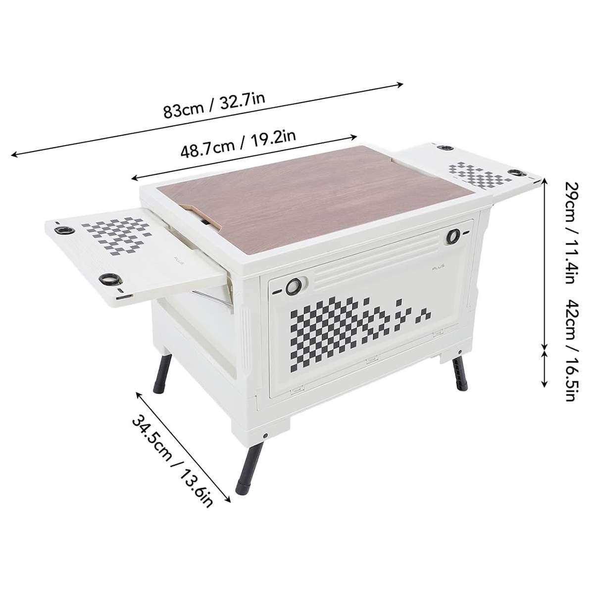Mesa / Caja de Almacenaje Plegable Multifuncional Almalux® de 56L con Apertura en 4 Direcciones, para camping, hogar, coche, caravana y organización diaria