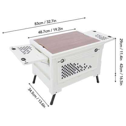 Mesa / Caja de Almacenaje Plegable Multifuncional Almalux® de 56L con Apertura en 4 Direcciones, para camping, hogar, coche, caravana y organización diaria