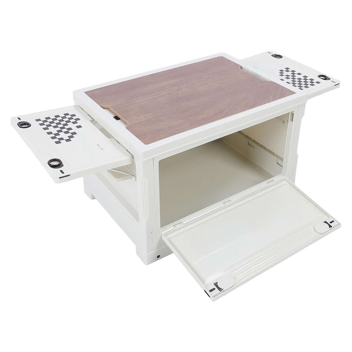Mesa / Caja de Almacenaje Plegable Multifuncional Almalux® de 56L con Apertura en 4 Direcciones, para camping, hogar, coche, caravana y organización diaria