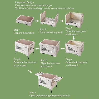 Mesa / Caja de Almacenaje Plegable Multifuncional Almalux® de 56L con Apertura en 4 Direcciones, para camping, hogar, coche, caravana y organización diaria