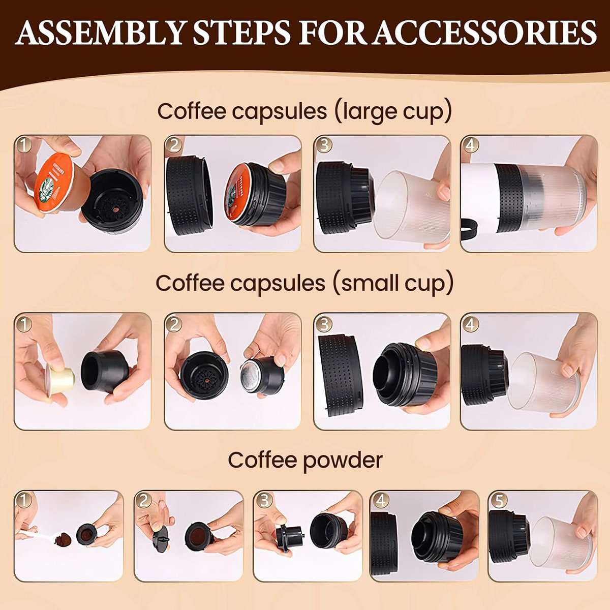 Mini Cafetera Portátil Almalux® 3 en 1 – 15 Bares, Recargable USB-C, Compatible con Cápsulas y Café Molido, Ideal para Viajes, Oficina y Camping