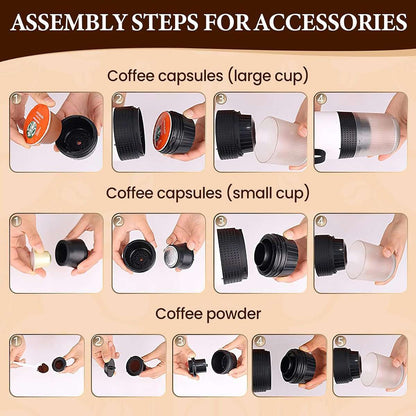 Mini Cafetera Portátil Almalux® 3 en 1 – 15 Bares, Recargable USB-C, Compatible con Cápsulas y Café Molido, Ideal para Viajes, Oficina y Camping