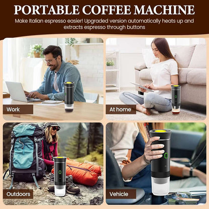 Mini Cafetera Portátil Almalux® 3 en 1 – 15 Bares, Recargable USB-C, Compatible con Cápsulas y Café Molido, Ideal para Viajes, Oficina y Camping
