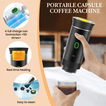 Mini Cafetera Portátil Almalux® 3 en 1 – 15 Bares, Recargable USB-C, Compatible con Cápsulas y Café Molido, Ideal para Viajes, Oficina y Camping