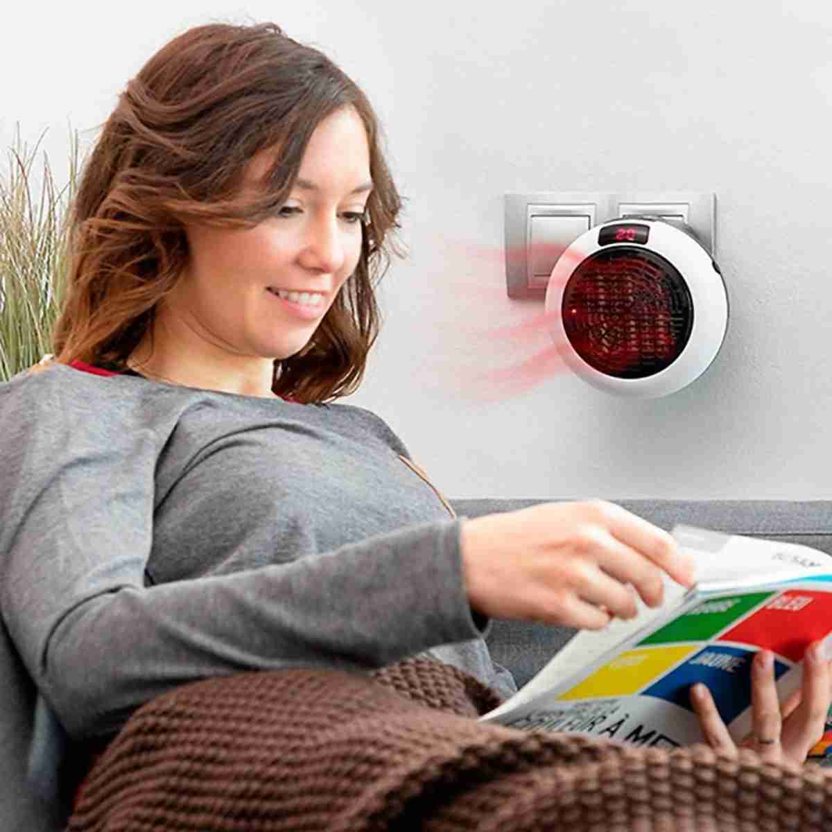 Calefactor Almalux® cerámico eléctrico de enchufe con mando