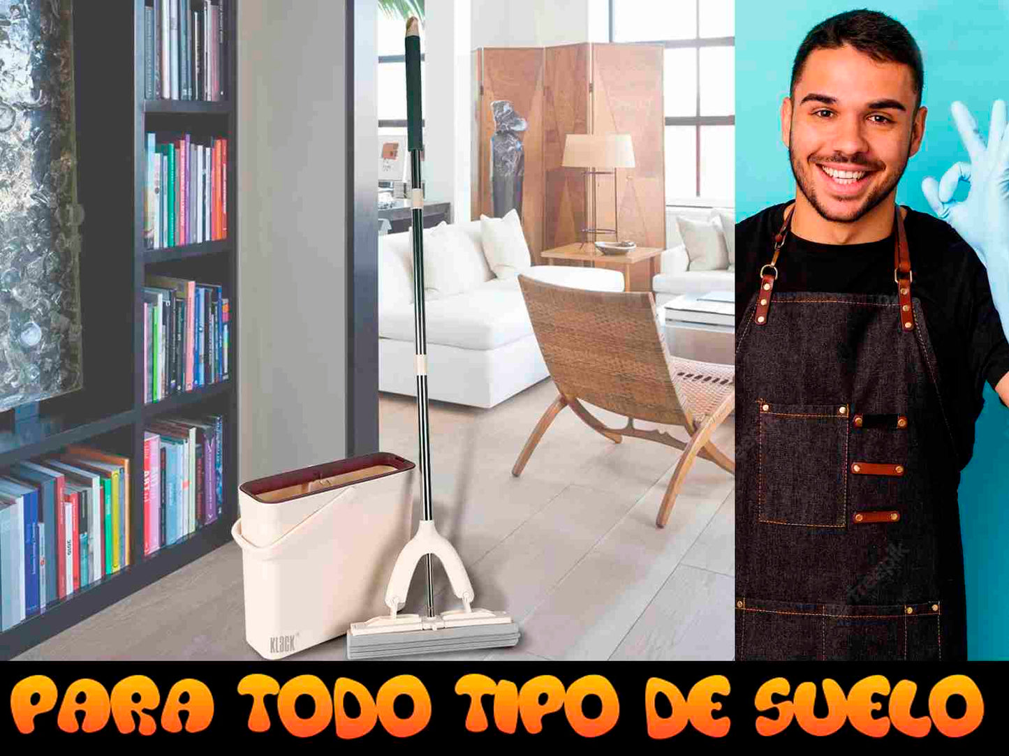 Mopa con cubo escurridor multiusos