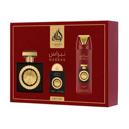 Perfume Lattafa Pride Nebras – Eau de Parfum Set de Regalo Unisex | 100 ml + 20 ml + Desodorante 200 ml | Aroma Oriental y Gourmand