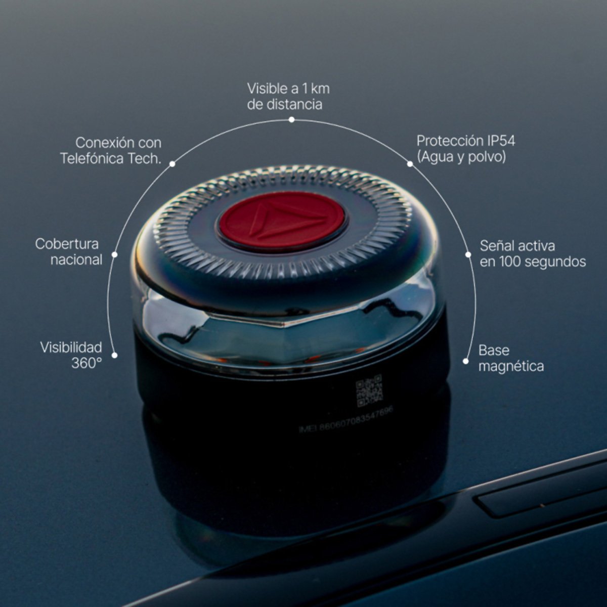 Luz de Emergencia Almalux®, Baliza V16 Geolocalizada – Seguridad y Visibilidad en la Carretera - Con funda protectora