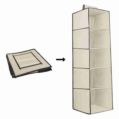 Organizador Armario Colgante y Plegable Almalux® con 5 estantes -  30x30x100 cm