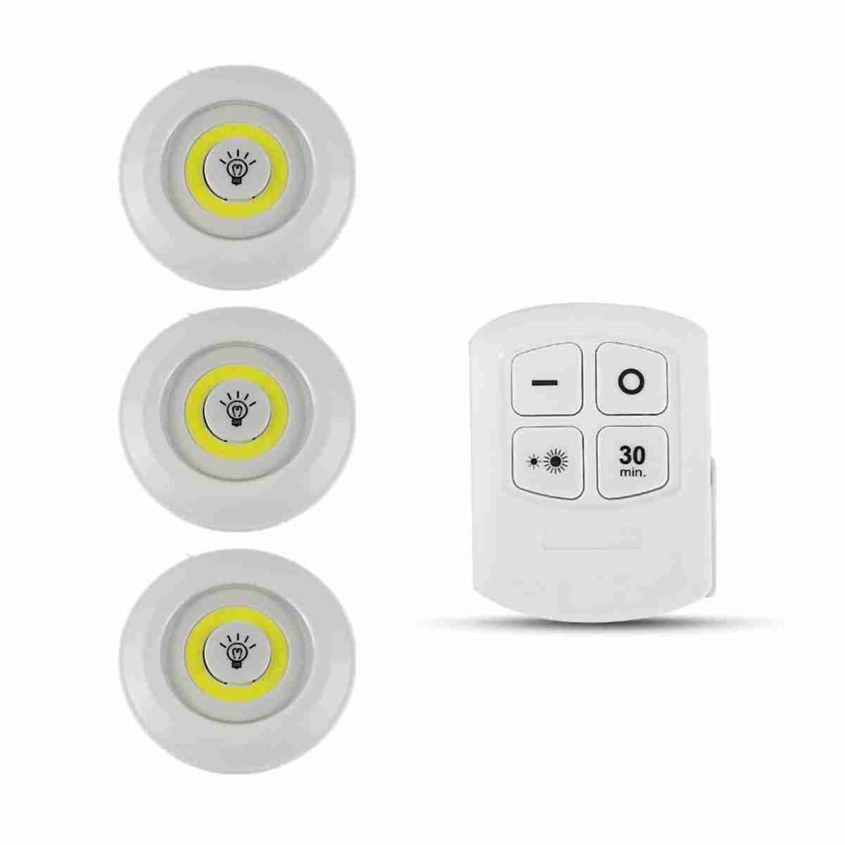 Pack de 3 luces Luz led Almalux® con control remoto para armario -  dormitorio -  librería -  despensa -  pasillo -  escaleras -  almacén -  bodegas