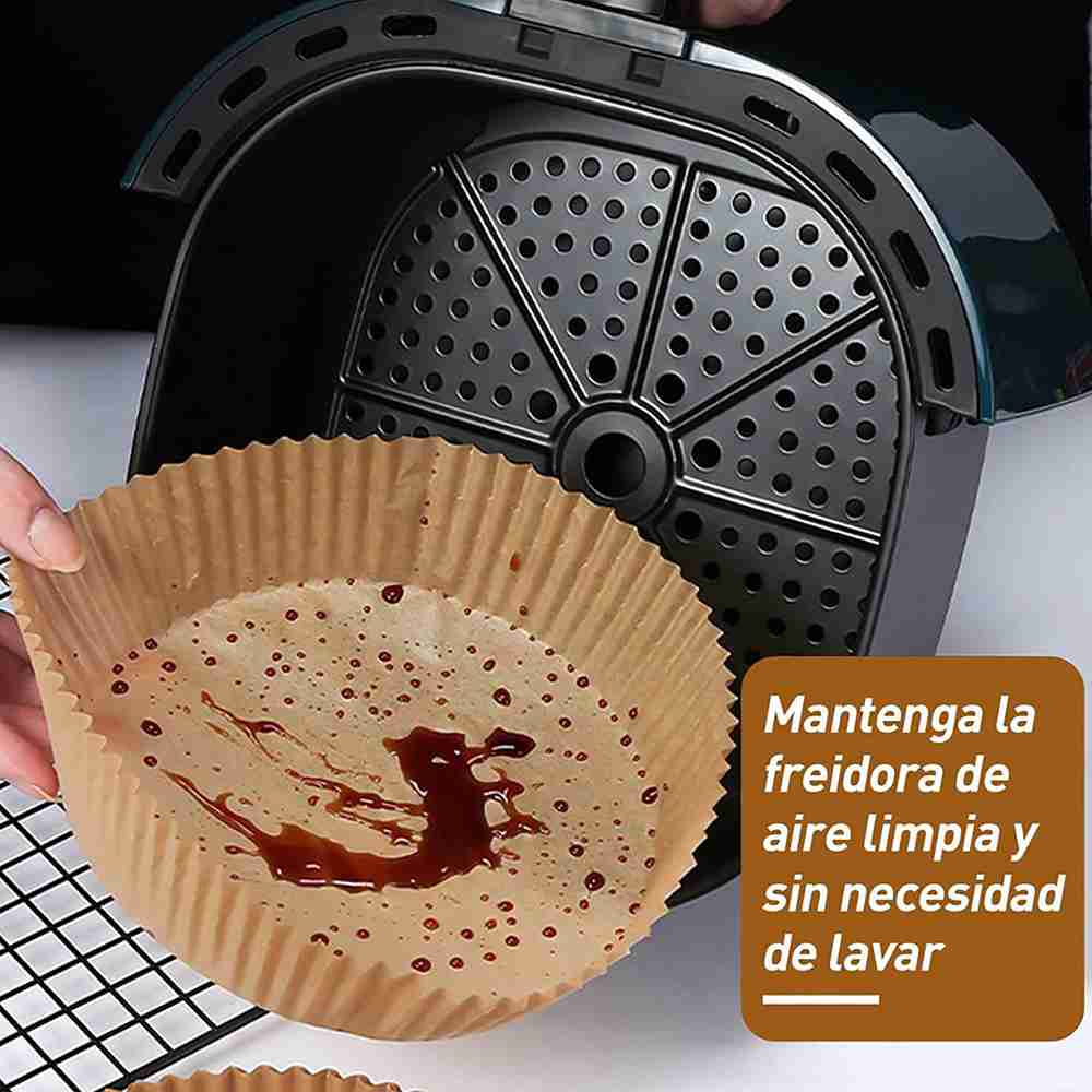 Papel de pergamino Almalux® para freidora de aire Redondo 150 Unidades 16 x 4.5 cm