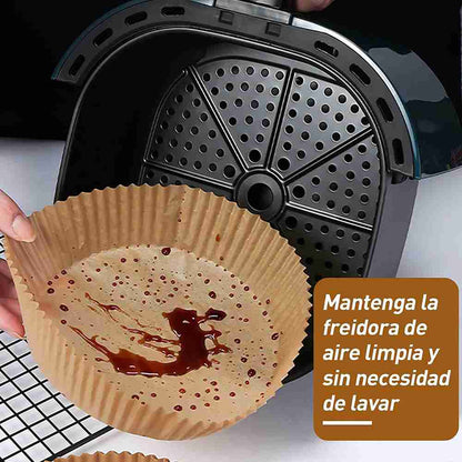 Papel de pergamino Almalux® para freidora de aire Redondo 300 Unidades 16 x 4.5 cm