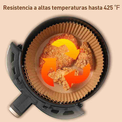 Papel de pergamino Almalux® para freidora de aire Redondo 150 Unidades 16 x 4.5 cm