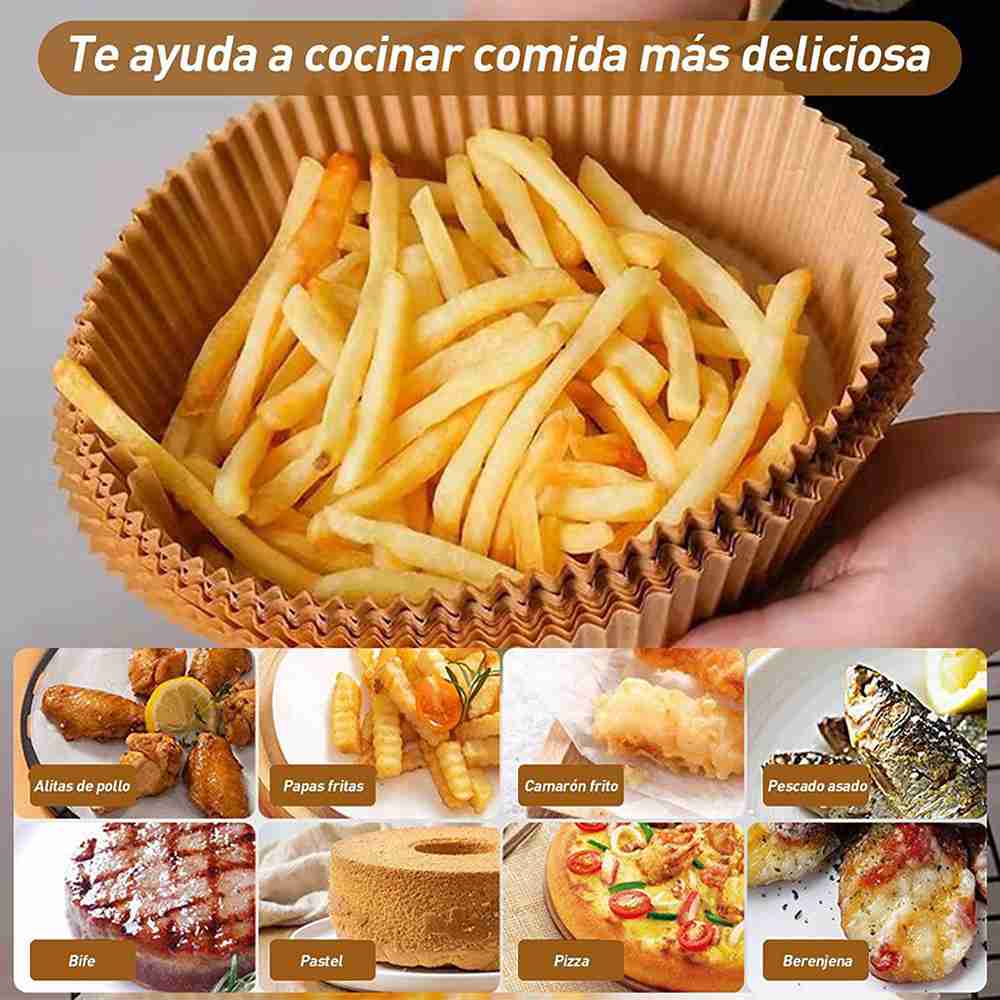 Papel de pergamino Almalux® para freidora de aire Redondo 150 Unidades 16 x 4.5 cm