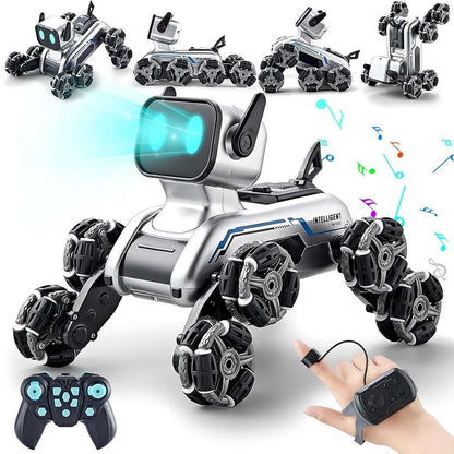 Robot de Juguete Almalux® con Forma de Perro – Coche RC 8WD con Control Remoto y Sensor de Mano | Luces y Sonido | Recargable | Para Niños de 6 a 13 años